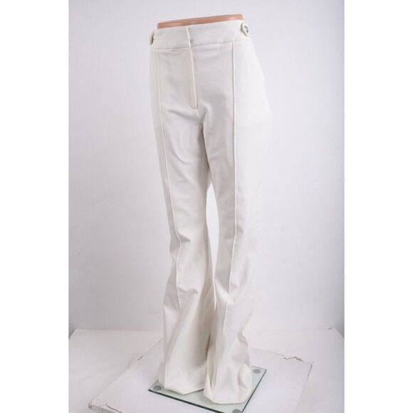 Veronica Beard Womens Elsbury Flared Pants Seamed Off White Ivory Sz US 14 New - Picture 4 of 9